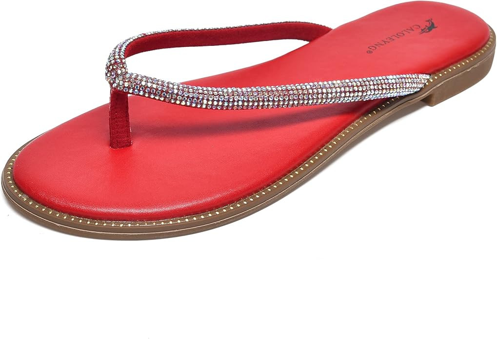 caloleyng Womens Microfiber Leather Dress Flat Sandals Summer Fashion Slides And Flip Flops Colle... | Amazon (US)