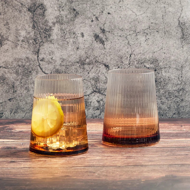 Empire Amber & Smoke 13.5oz. Glass Drinking Glass Glassware Set (Set of 2) | Wayfair North America