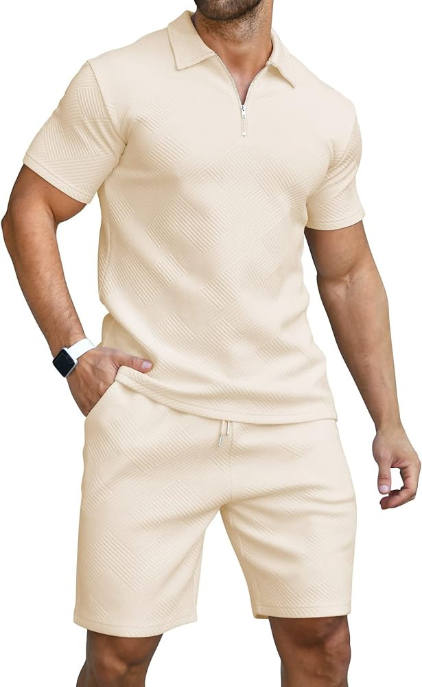 KUYIGO Men's Polo Shirt and Shorts Set Summer Outfits Fashion Casual Short Sleeve Suit for Men 2 ... | Amazon (US)