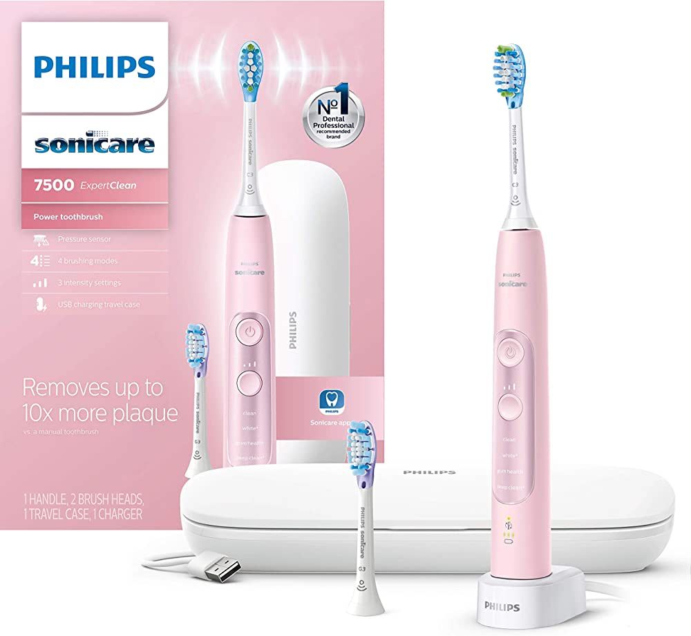 Philips Sonicare ExpertClean 7500, Rechargeable Electric Power Toothbrush, Pink, HX9690/07 | Amazon (US)
