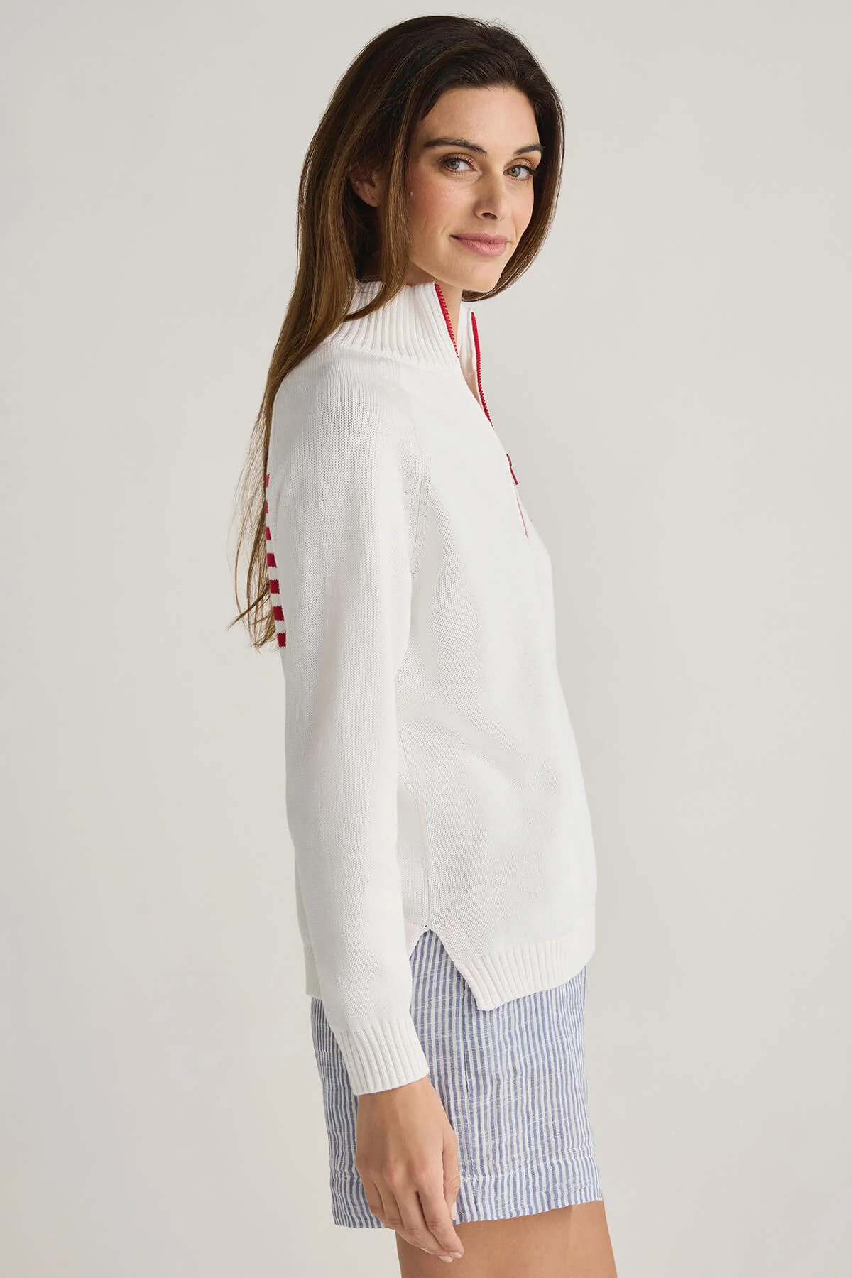 Pink Pineapple 1/2 Zip Flag/Heart Boxy Sweater | Social Threads