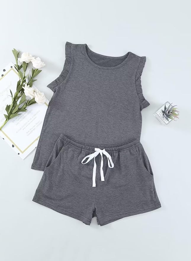 Girls Summer Outfits Cute T-Shirt and Shorts Set with Side Pockets | Amazon (US)