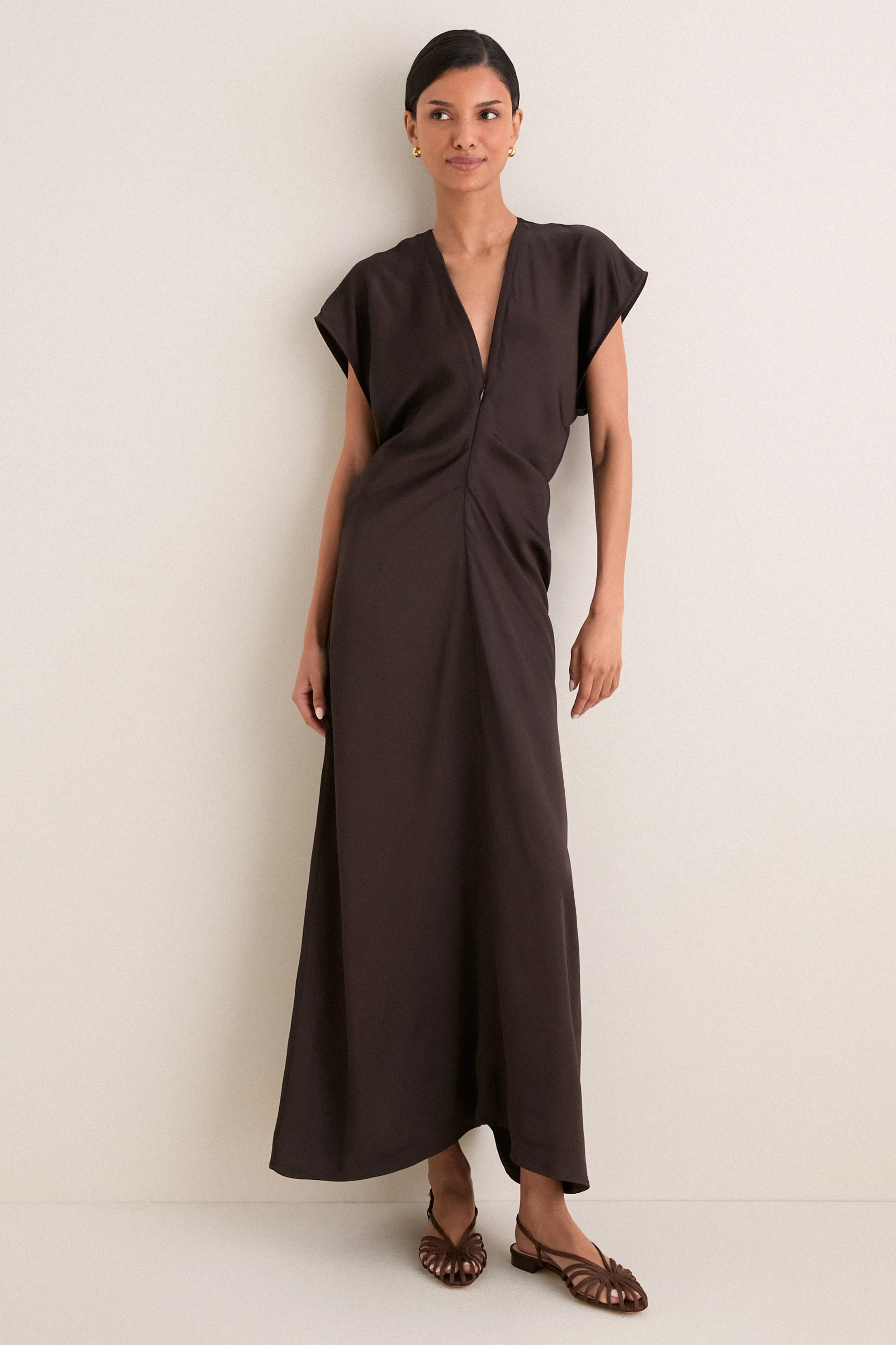Black Coffee Monde Drape Bias Maxi Dress | Tuckernuck (US)