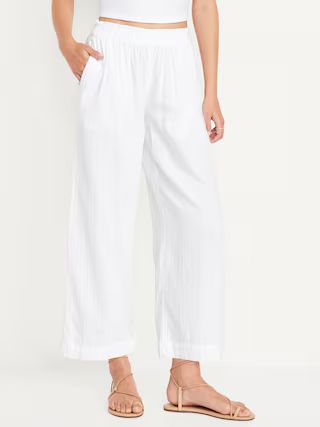 High-Waisted Crinkle Gauze Ankle Pants | Old Navy (US)