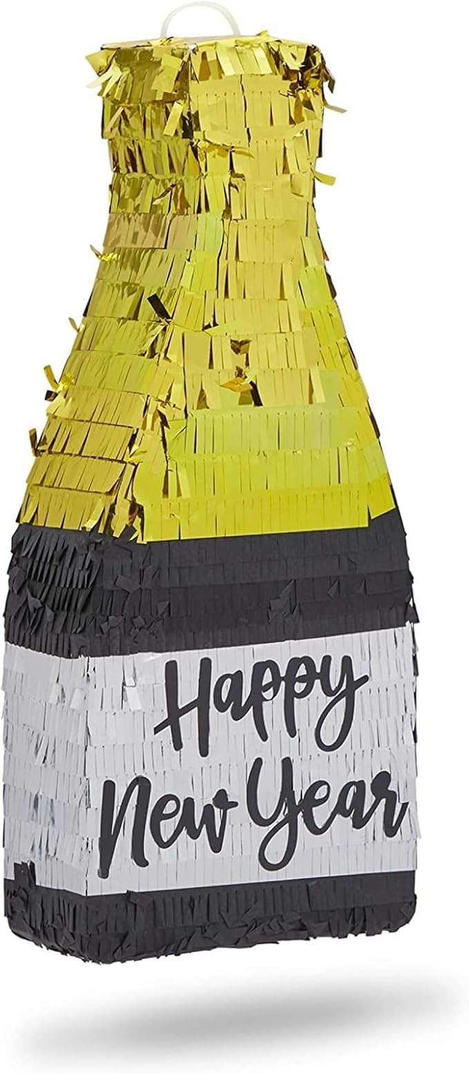 Happy New Year Small Champagne Bottle Piñata, NYE Party Decor (16.5 x 7 x 3 Inches) | Amazon (US)