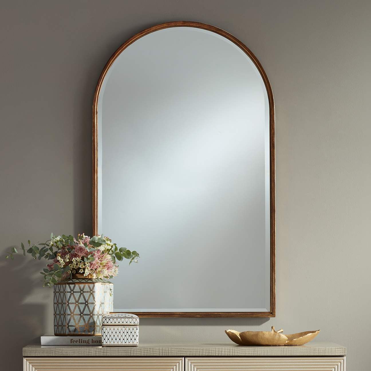 Uttermost Clara Gold 24" x 39" Arch Top Wall Mirror - #79P55 | Lamps Plus | LampsPlus.com