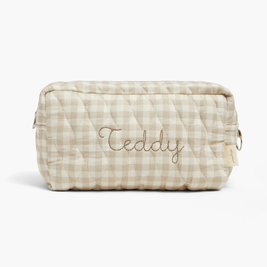 Toiletry Pouch - Beige Gingham | Gooselings