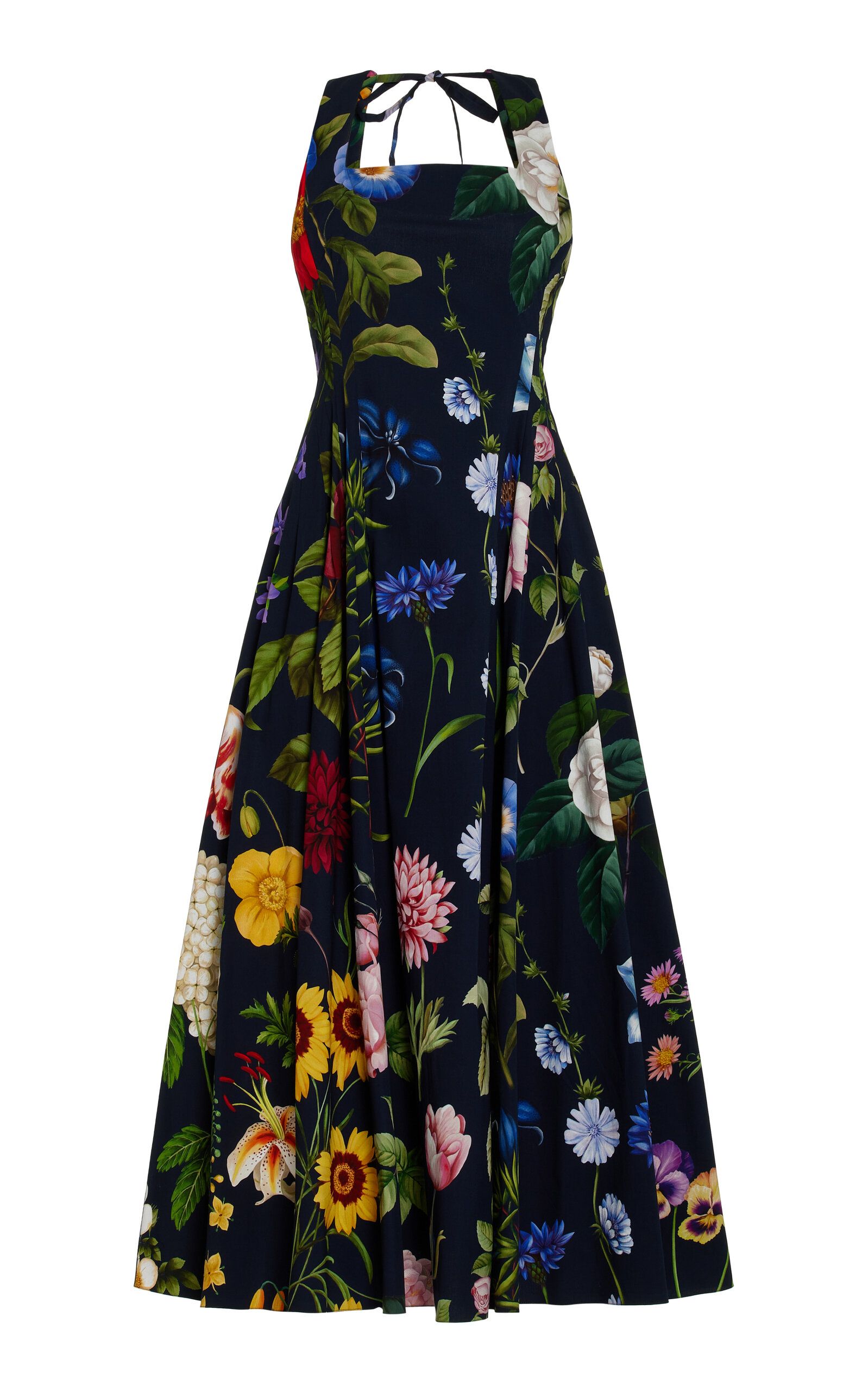 Printed Tie-Back Cotton-Blend Midi Dress | Moda Operandi (Global)