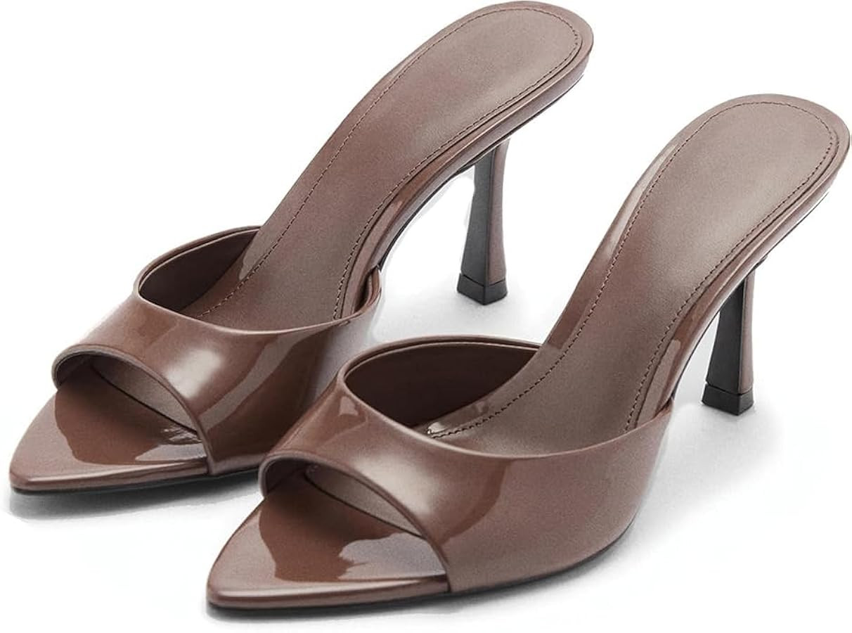 Heeled Sandals For Women Pointed Open Toe High Heels Stiletto Pumps Mule Slip on Sexy Trendy Slin... | Amazon (US)