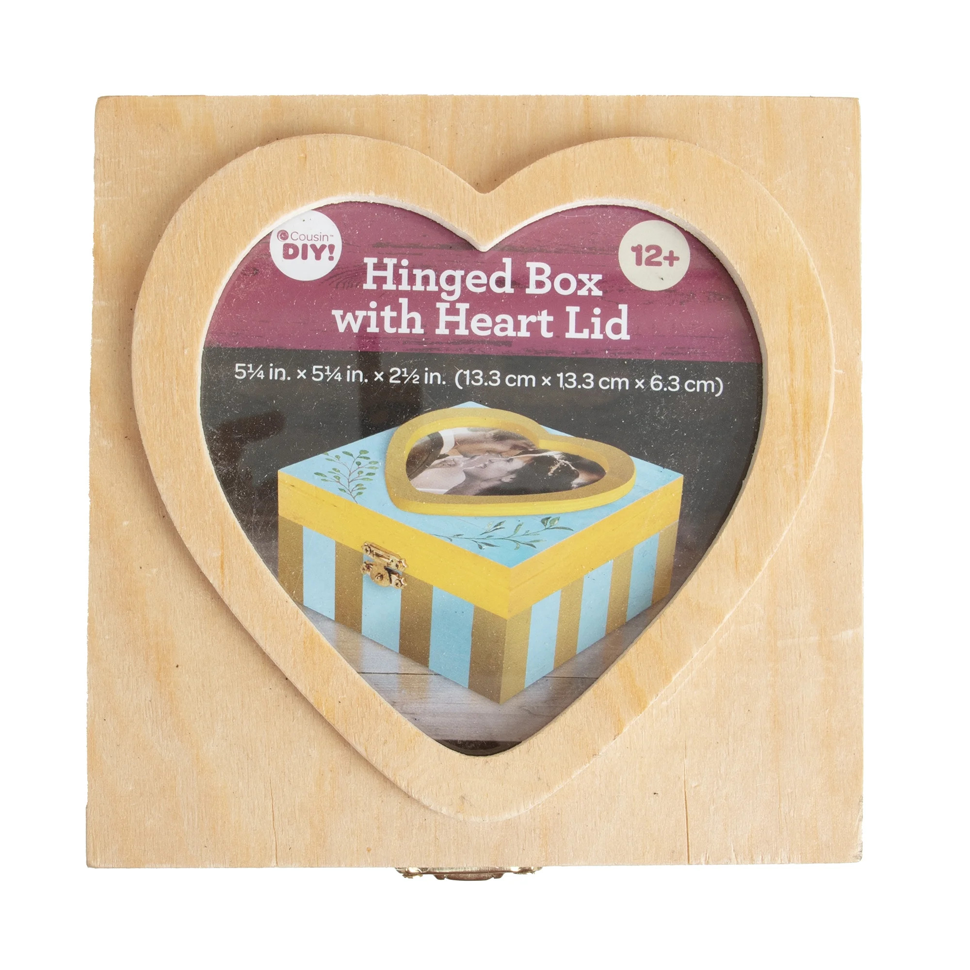 Cousin DIY Unfinished Brown Wood Hinged Box with Heart Lid, Wedding Keepsake | Walmart (US)