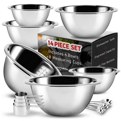 JoyTable Premium Stainless Steel 14 Piece Mixing Bowl Set With Measuring Cups And Measuring Spoons | Target
