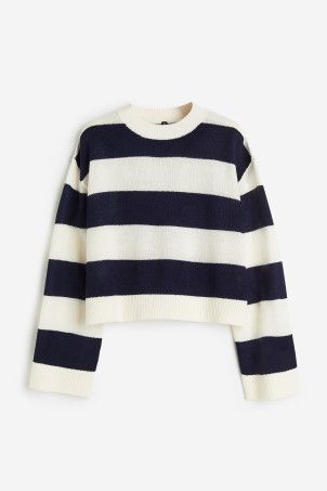 Hole-knit Sweater - Cream/black striped - Ladies | H&M US | H&M (US + CA)