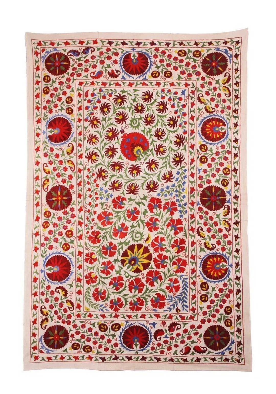 Cotton Suzani Throw Blanket Embroidery Bed Sheet Bedspread - Etsy | Etsy (US)