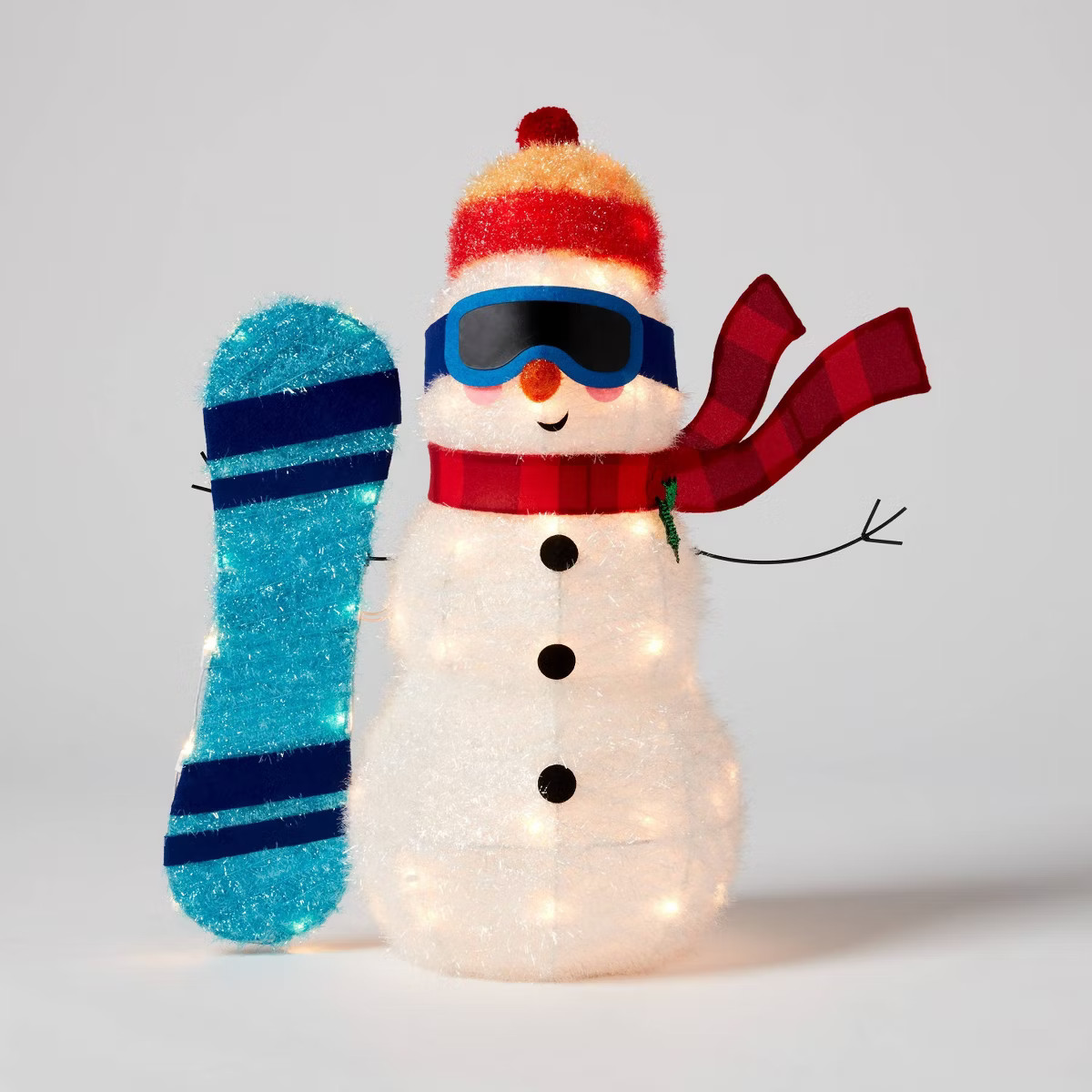 28" Incandescent Tinsel Snowman with Snowboard Christmas Novelty Sculpture Light Clear - Wondersh... | Target