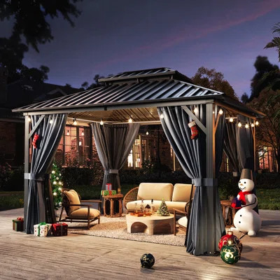 12 Ft. W x 10 Ft. D Metal Patio Gazebo | Wayfair North America