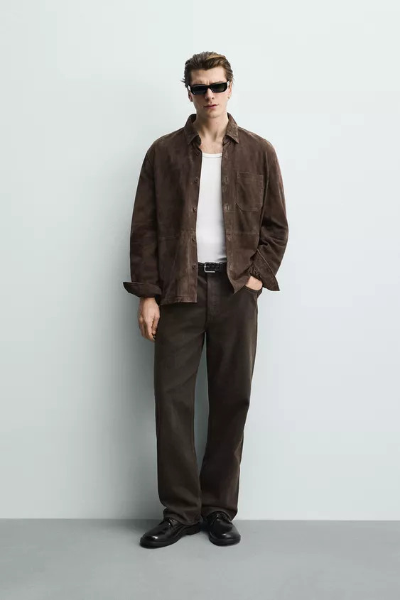 SUEDE LEATHER OVERSHIRT | Zara US