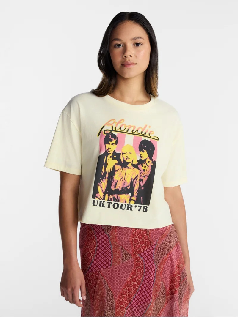 No Boundaries Blondie UK Tour Women's Graphic Boyfriend Tee, Sizes XXS-XXL | Walmart (US)