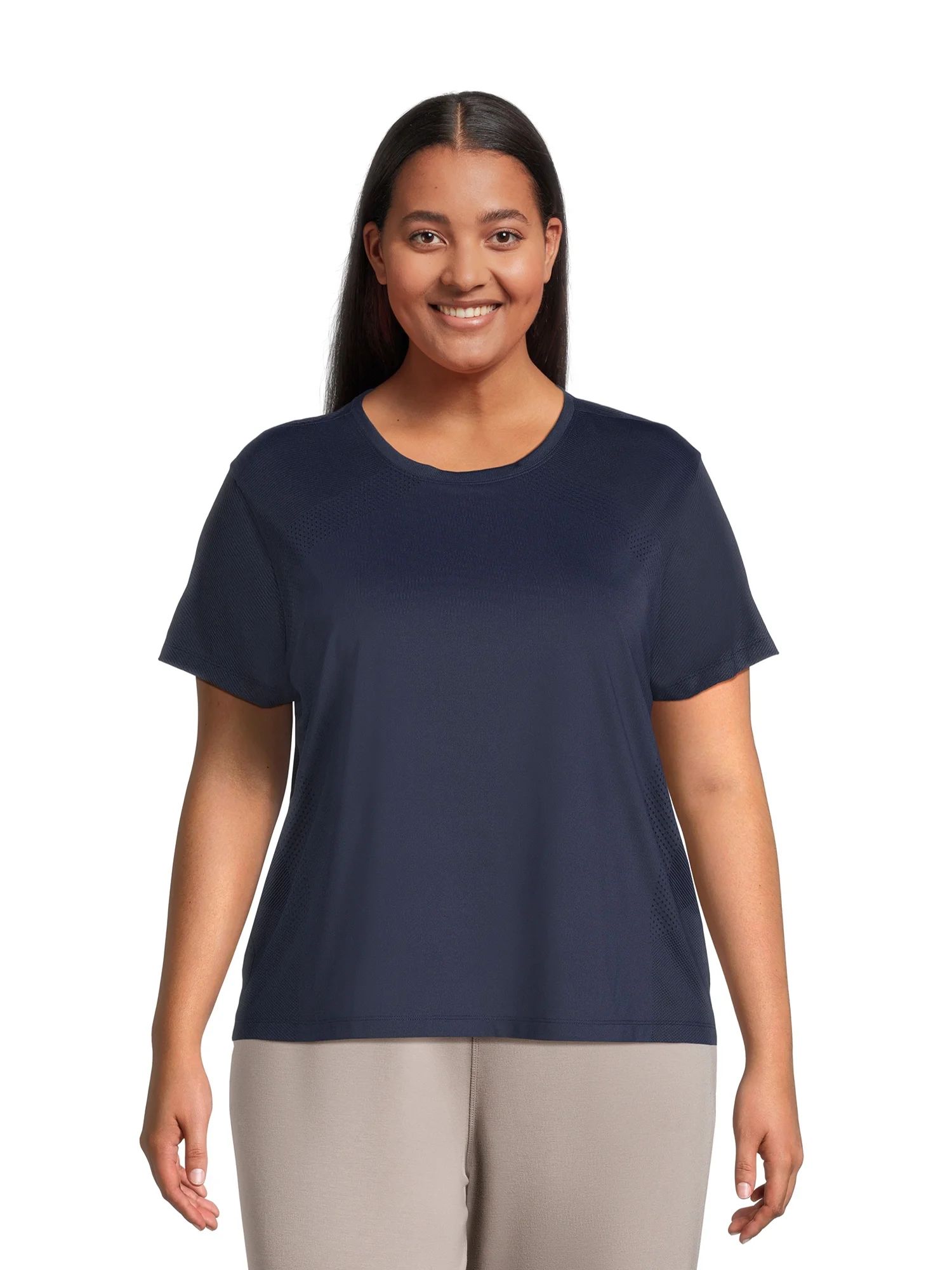 Avia Women’s Perforated Performance T-Shirt with Short Sleeves, Sizes S-XXXL | Walmart (US)