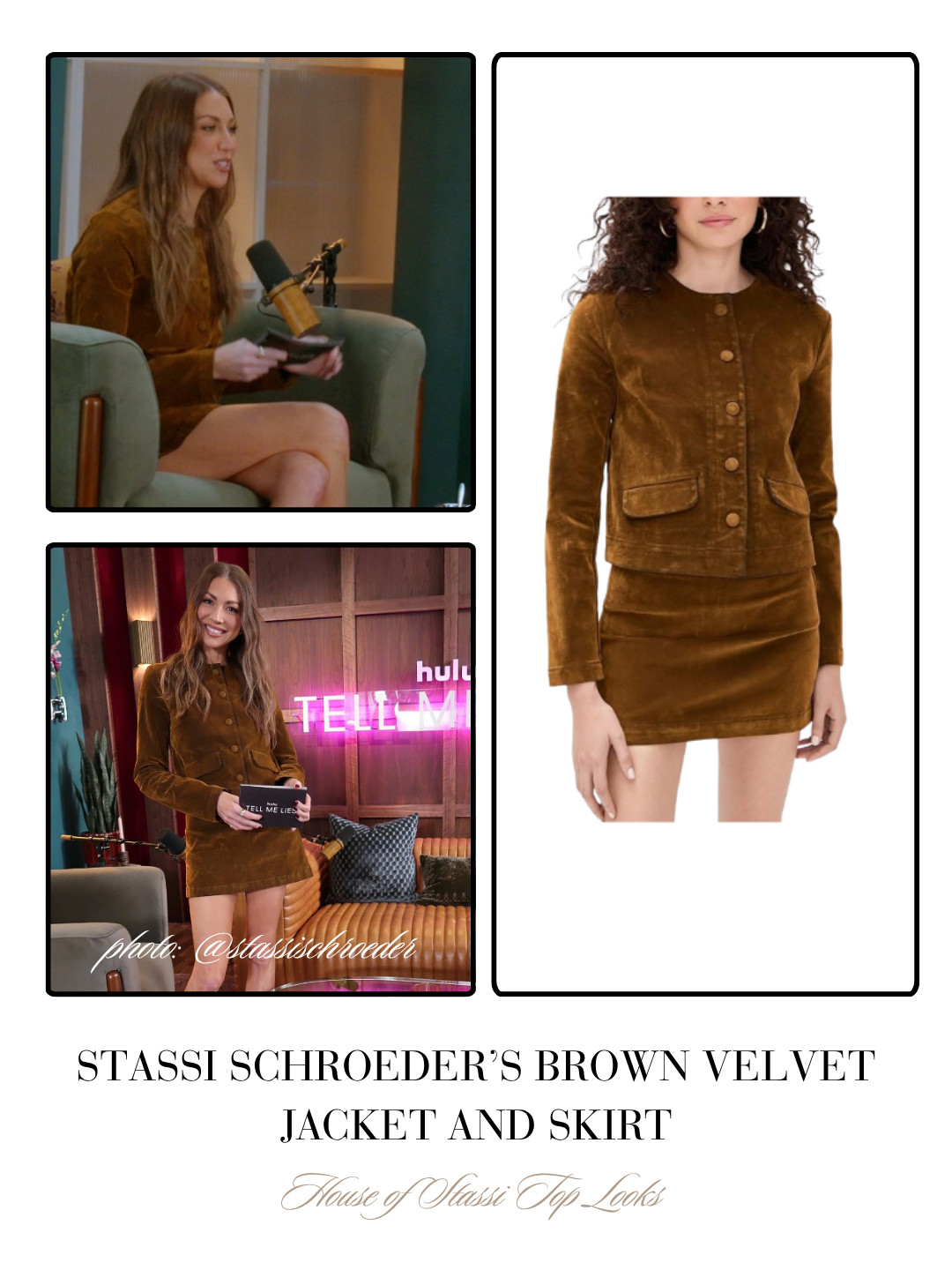 Stassi Schroeder's Suede Blazer and Skirt on House of Stassi Season 1 Episode 2 / Photo: @stassischroeder 

 