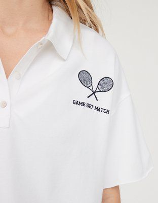 OFFLINE By Aerie Crop Star Polo T-Shirt | American Eagle Outfitters (US & CA)