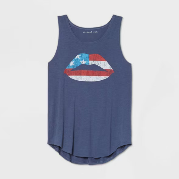 Women's Lips Tank Top  - Weekend Soul Navy | Target