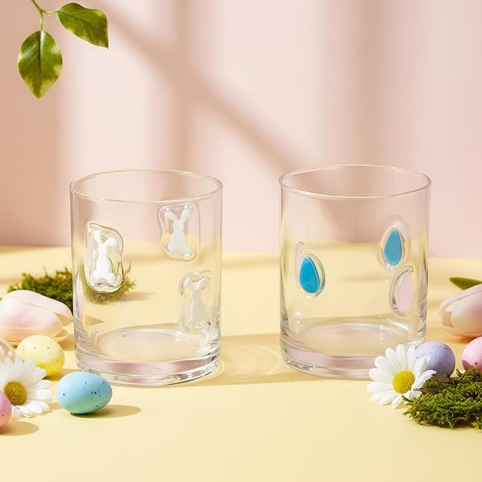 Skylety 2 Pcs Easter Icon Juice Glasses Bunny Drinking Cups Gifts Easter Rabbit Egg Pattern Coffe... | Amazon (US)