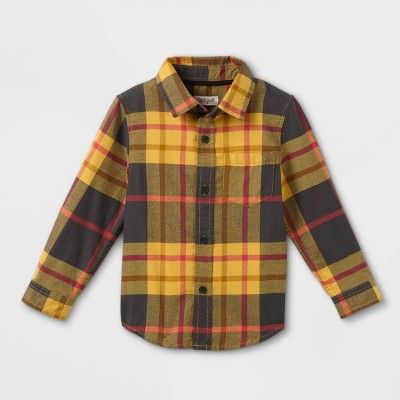 Toddler Boys' Plaid Flannel Long Sleeve Button-Down Shirt - Cat & Jack™ | Target