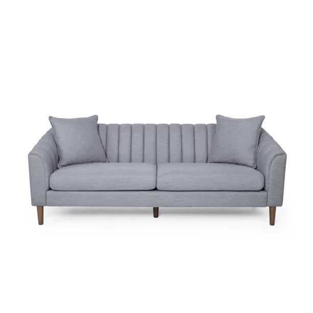 Noble House Orly Contemporary 3 Seater Fabric Sofa, Cloud Gray - Walmart.com | Walmart (US)