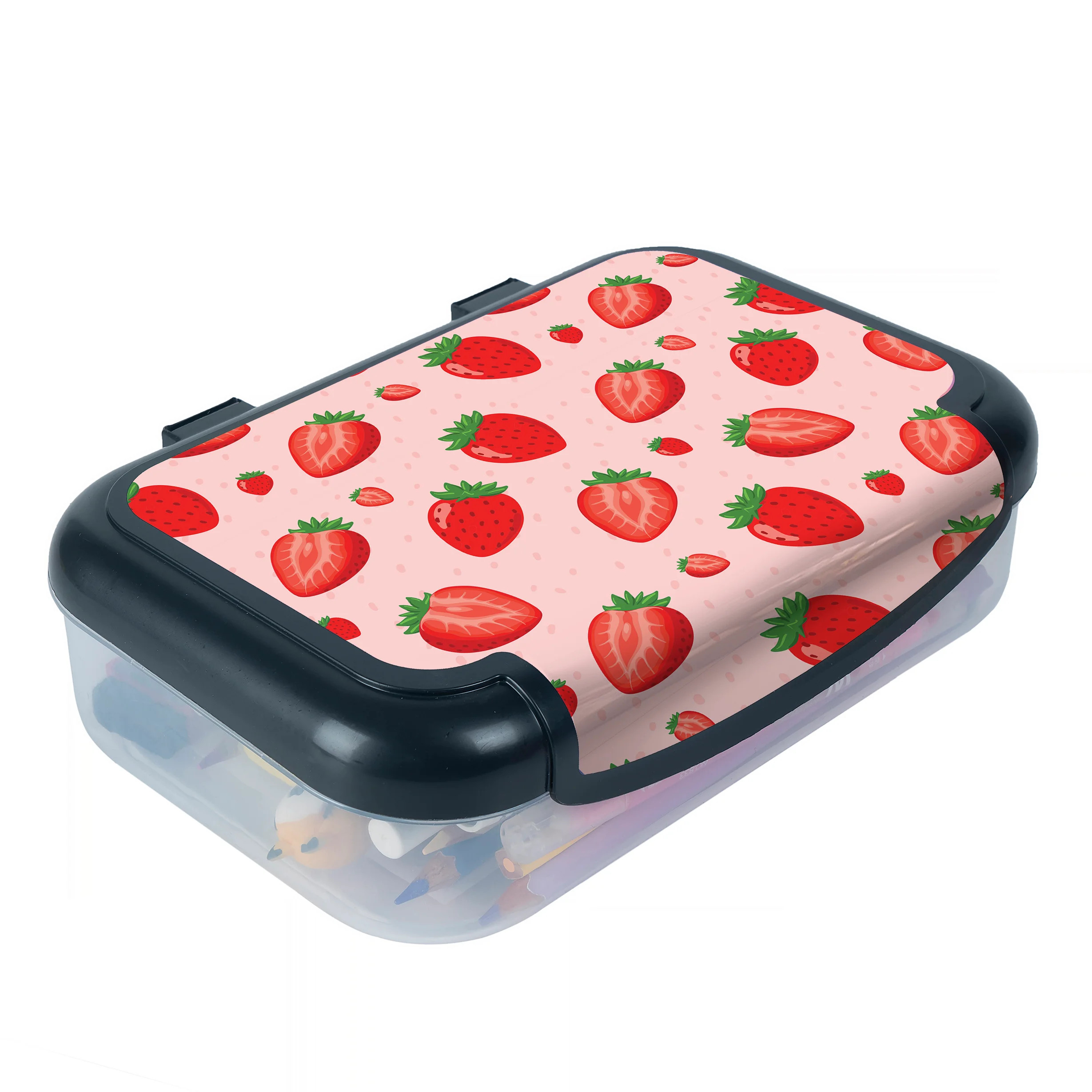 ZIPIT Recycled Plastic Pencil Box for Kids, Elementary School Box, Pink Strawberries | Walmart (US)