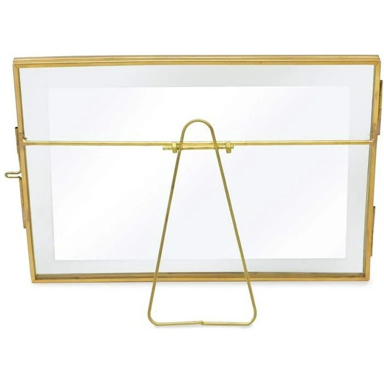 Isaac Jacobs 5x7, Antique Gold, Vintage Style Brass and Glass, Metal Floating Picture Frame Horiz... | Walmart (US)