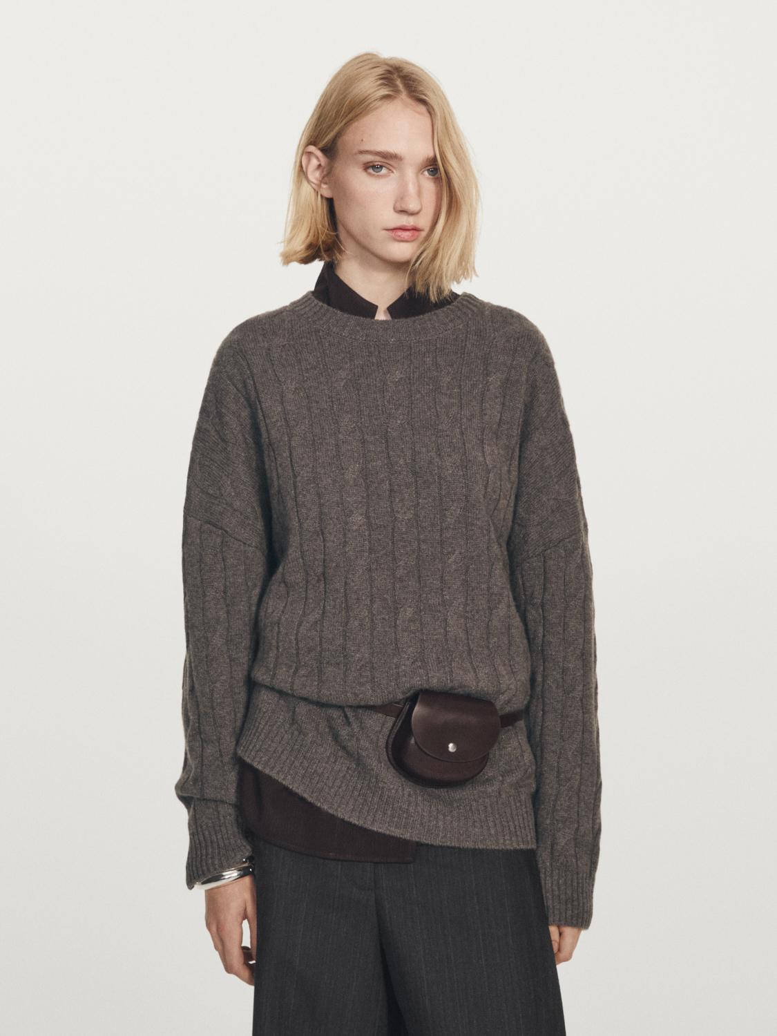 Cable-knit cashmere sweater | Massimo Dutti UK