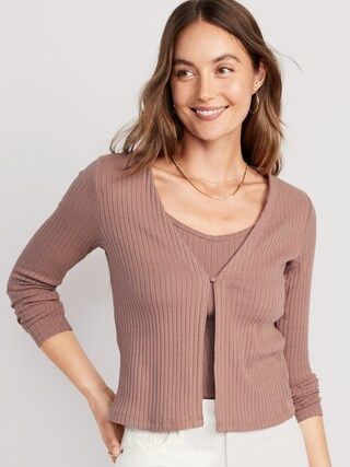 Rib-Knit Matching Single-Button Cardigan Sweater for Women | Old Navy (US)