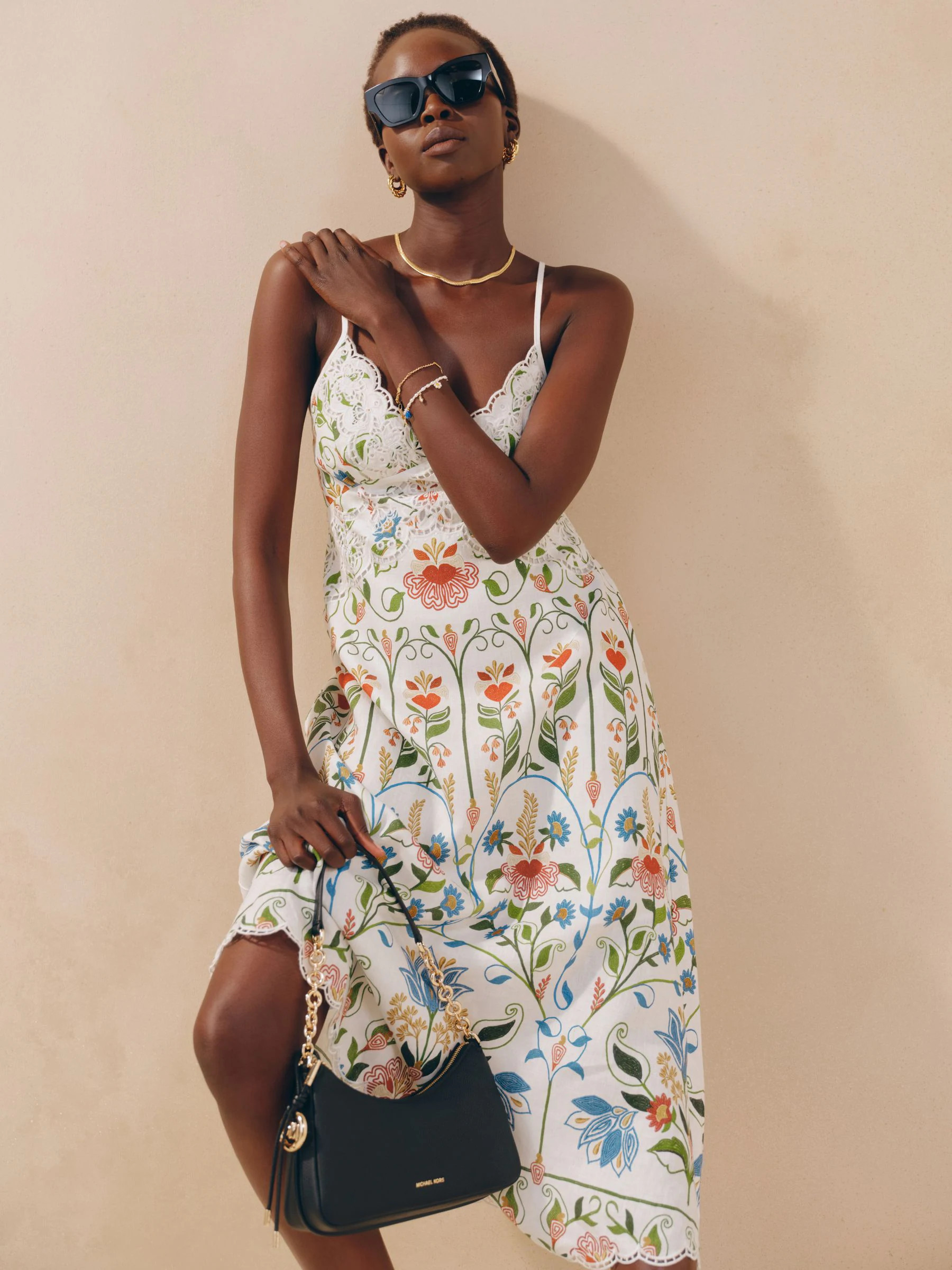 Farm Rio Farm Rio Stitched Garden Off-White Midi Dress | Next US