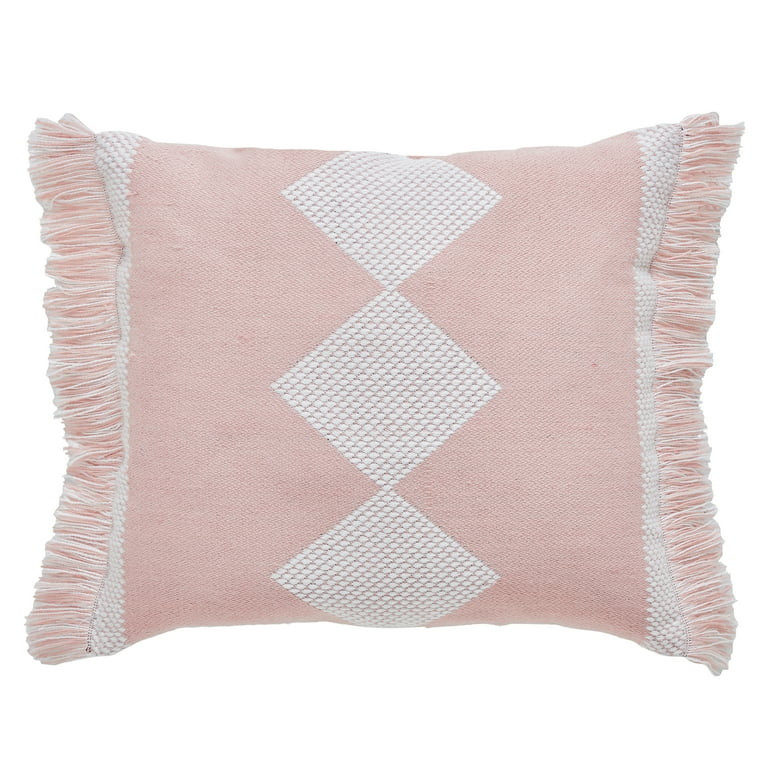 My Texas House 18" x 18" Diamond Fringe Peach Square Outdoor Decorative Pillow | Walmart (US)