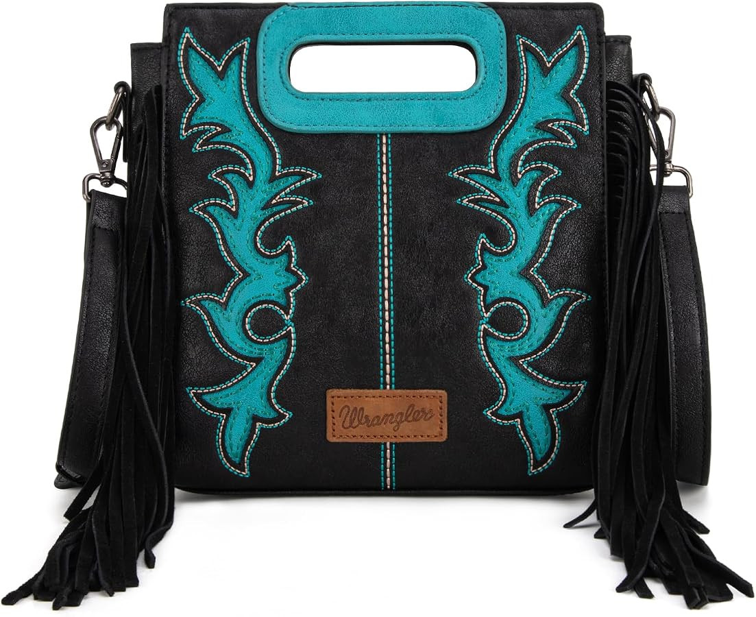 Wrangler Top Handle Handbags Western Fringe Crossbody Bag for Women Embroidered Boot Scroll Ladie... | Amazon (US)