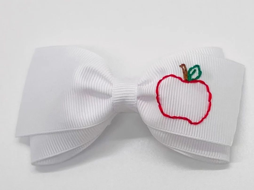 A is for Apple LOTTIE Hand-Embroidered Bow | Etsy (US)
