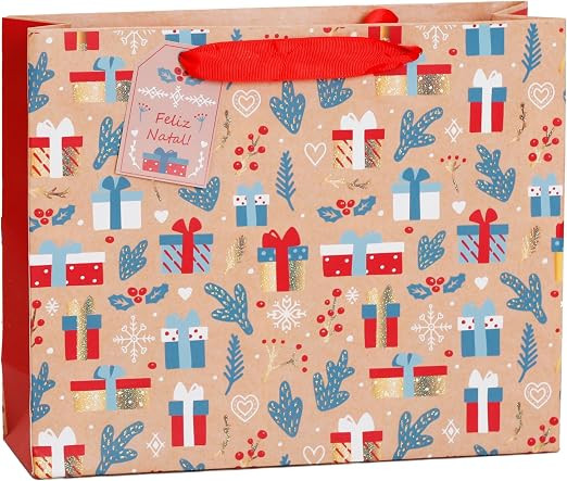 Caixa Sacola horizontal Papel Presentes Natal | Amazon (BR)