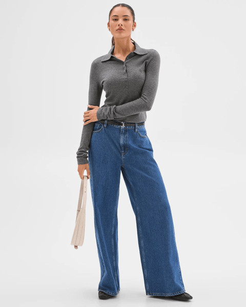 Lily Loves Long Sleeve Knit Polo Top - Graphite Marle | Target AU