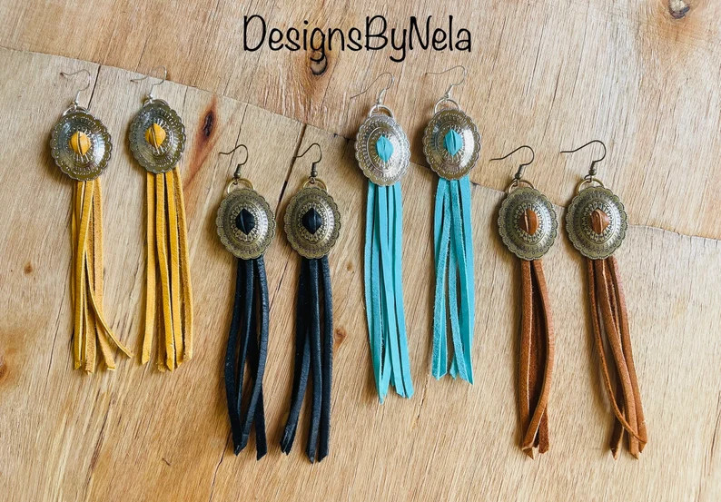Concho Fringe Earrings Western Statement Boho Earrings | Etsy | Etsy (US)