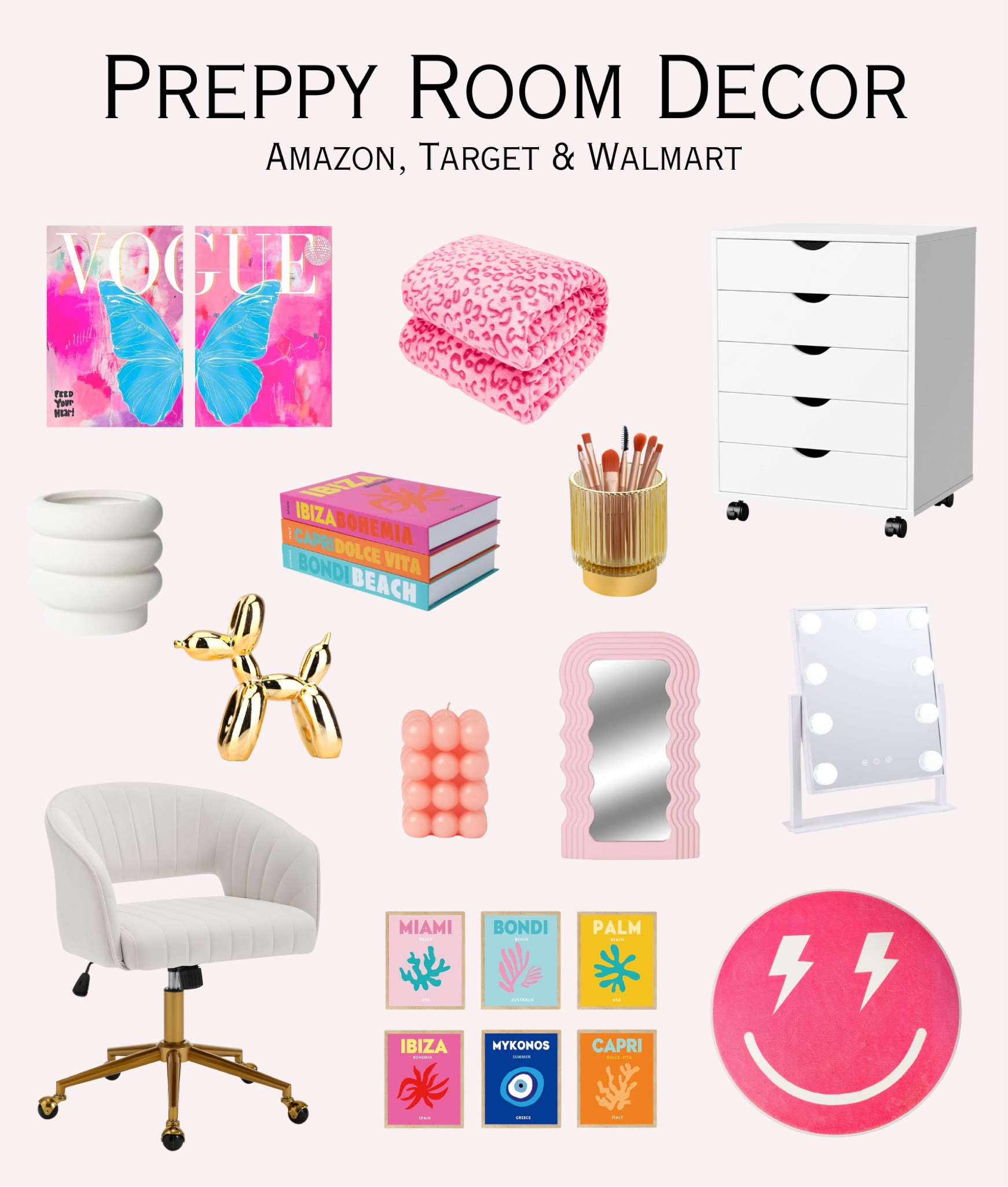 Preppy Room Decor for Teenage/College Girl Bedroom: Amazon, Target & Walmart Finds - Pink Bedroom Decorations, Bedroom Mood Board/Makeover Design Inspo

#LTKhome