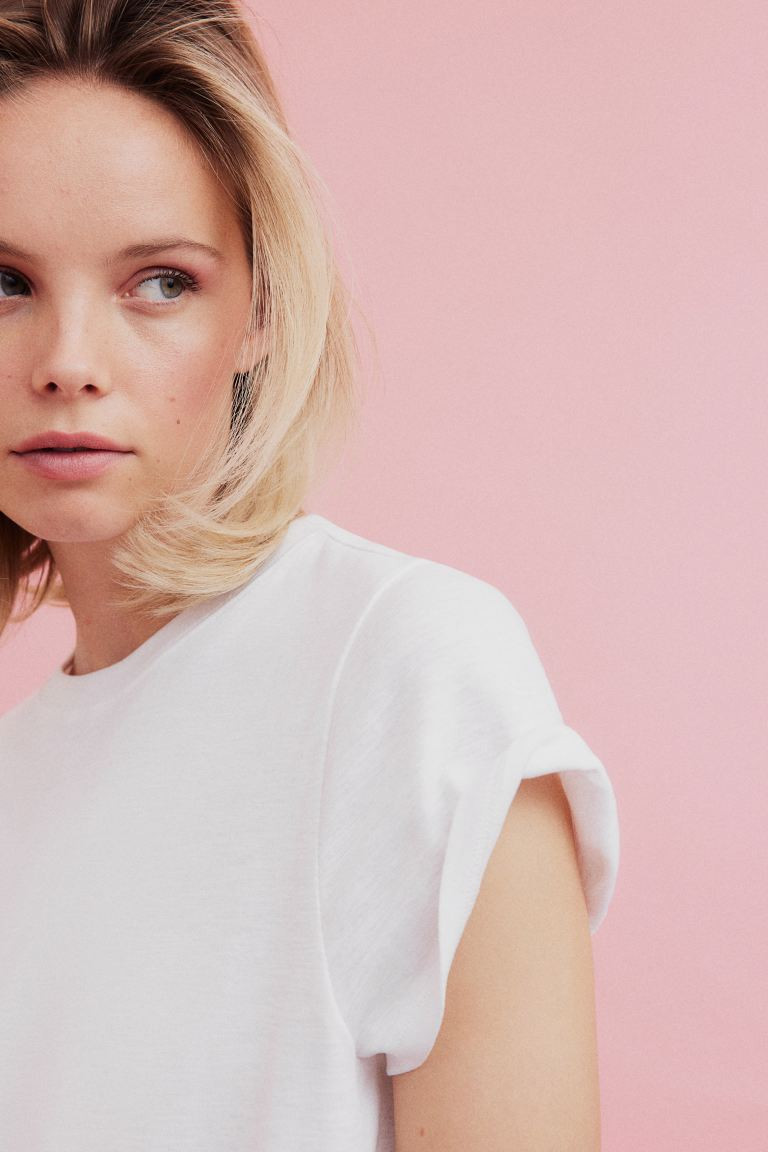 T-shirt - Round neck - Short sleeve - White - Ladies | H&M GB | H&M (UK, MY, IN, SG, PH, TW, HK)