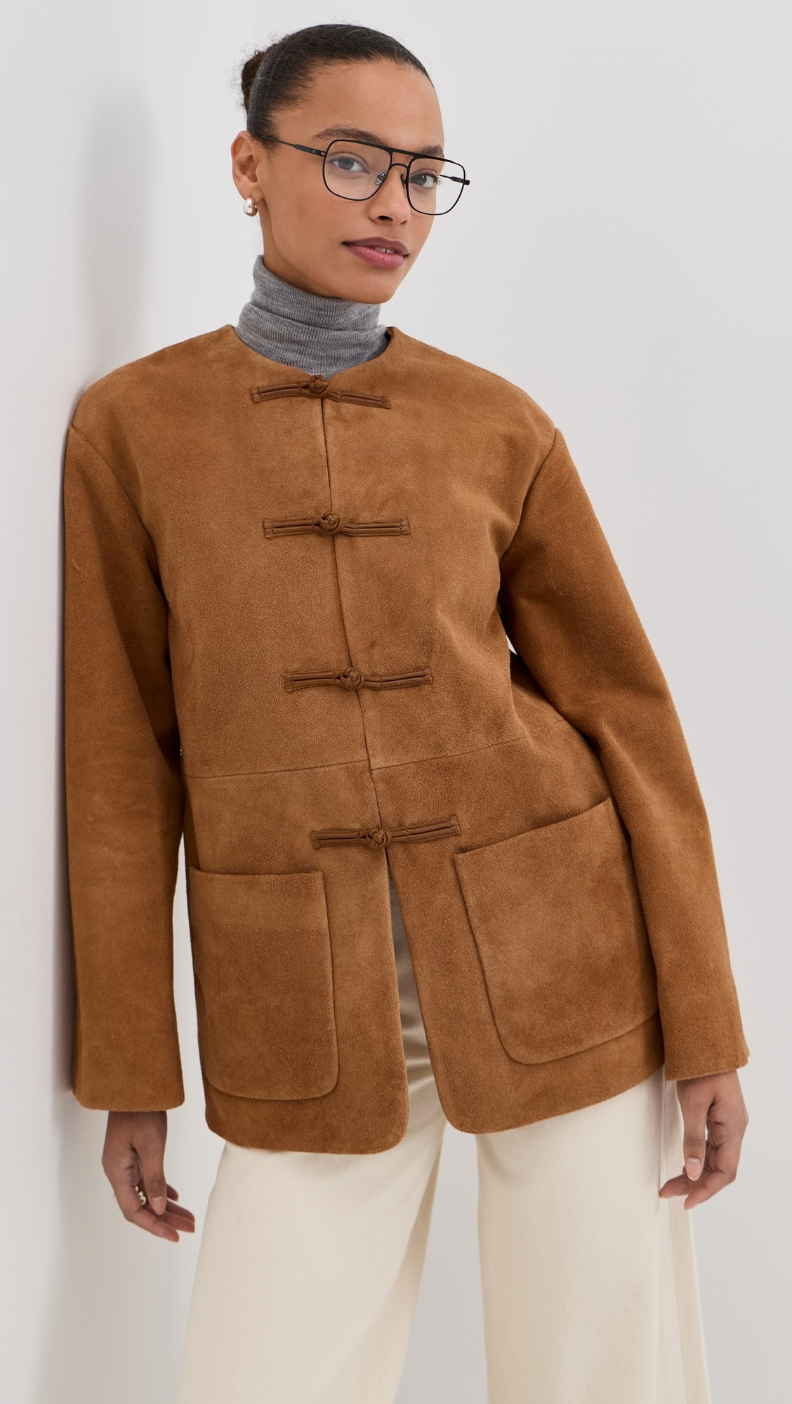 Mandarin Textured Suede Jacket | Shopbop