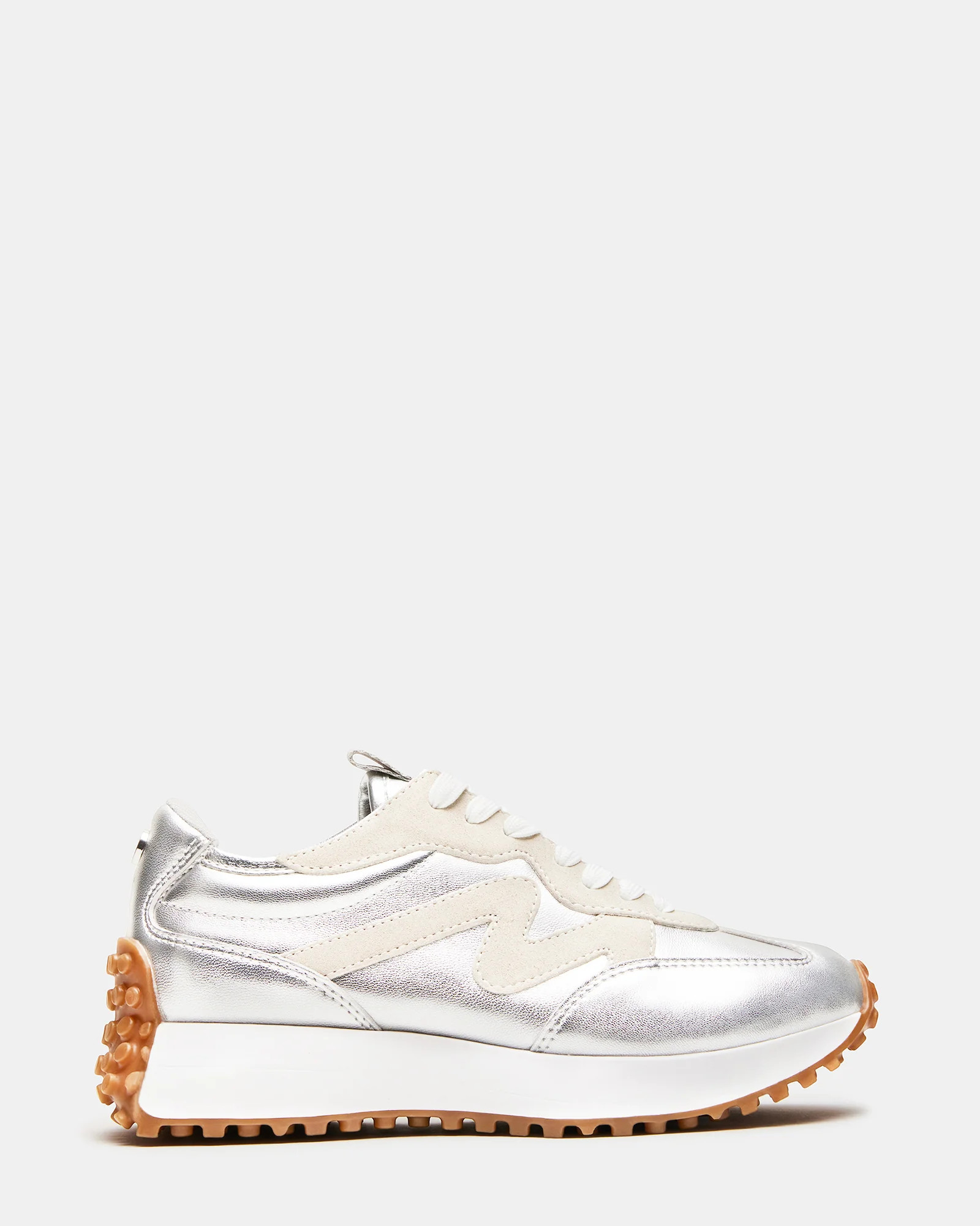 Steve Madden Women's Campo Lace-Up Sneakers - Silver - Size 8 - Leather | Steve Madden (US)
