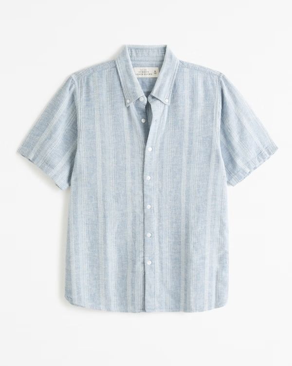 Short-Sleeve Summer Linen-Blend Button-Up Shirt | Abercrombie & Fitch (US)