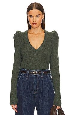 Nation LTD Lara Puff Shoulder Sweater in Stoned Moss from Revolve.com | Revolve Clothing (Global)
