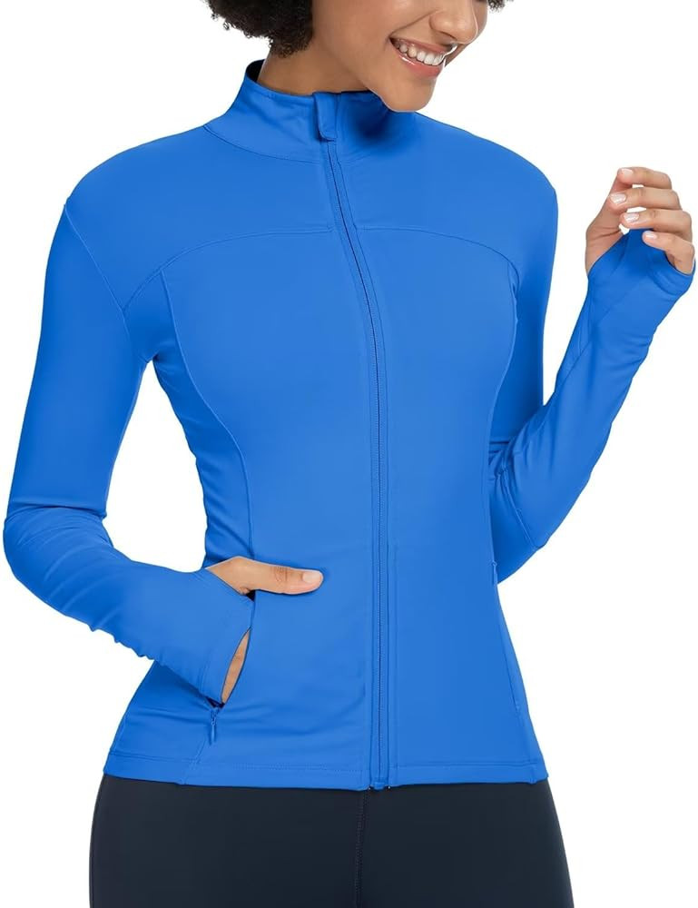 QUEENIEKE Women's Running Jackets Full Zip Athletic Jackets Slim Fit Workout Gym Yoga Track Jacke... | Amazon (US)