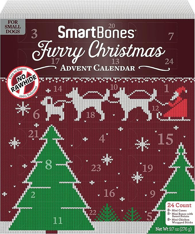 SmartBones Holiday Advent Calendar 24 Count, Made with Real Chicken, Rawhide-Free Chews for Small... | Amazon (US)