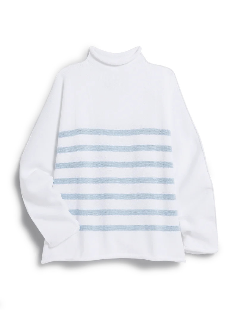 MONTEREY White with Ice Stripe, Pure Italian Cotton | Frank & Eileen