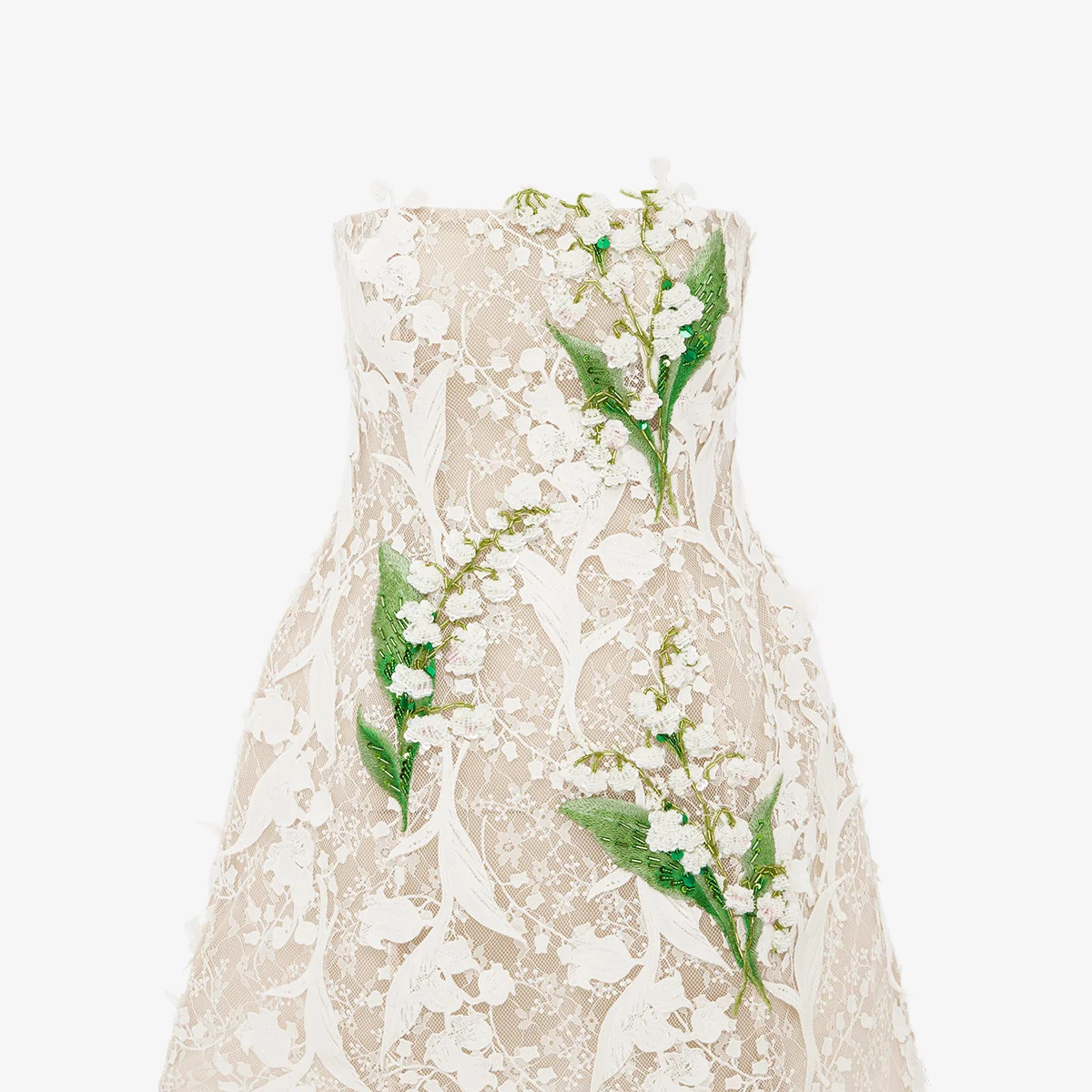 Roselle Embellished Lace Bustier Mini Dress - Snow Meadow | LEO LIN US