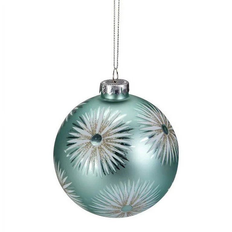 Northlight 1PK 4" Glittered Mint Green Starburst Glass Christmas Ball Ornament | Walmart (US)